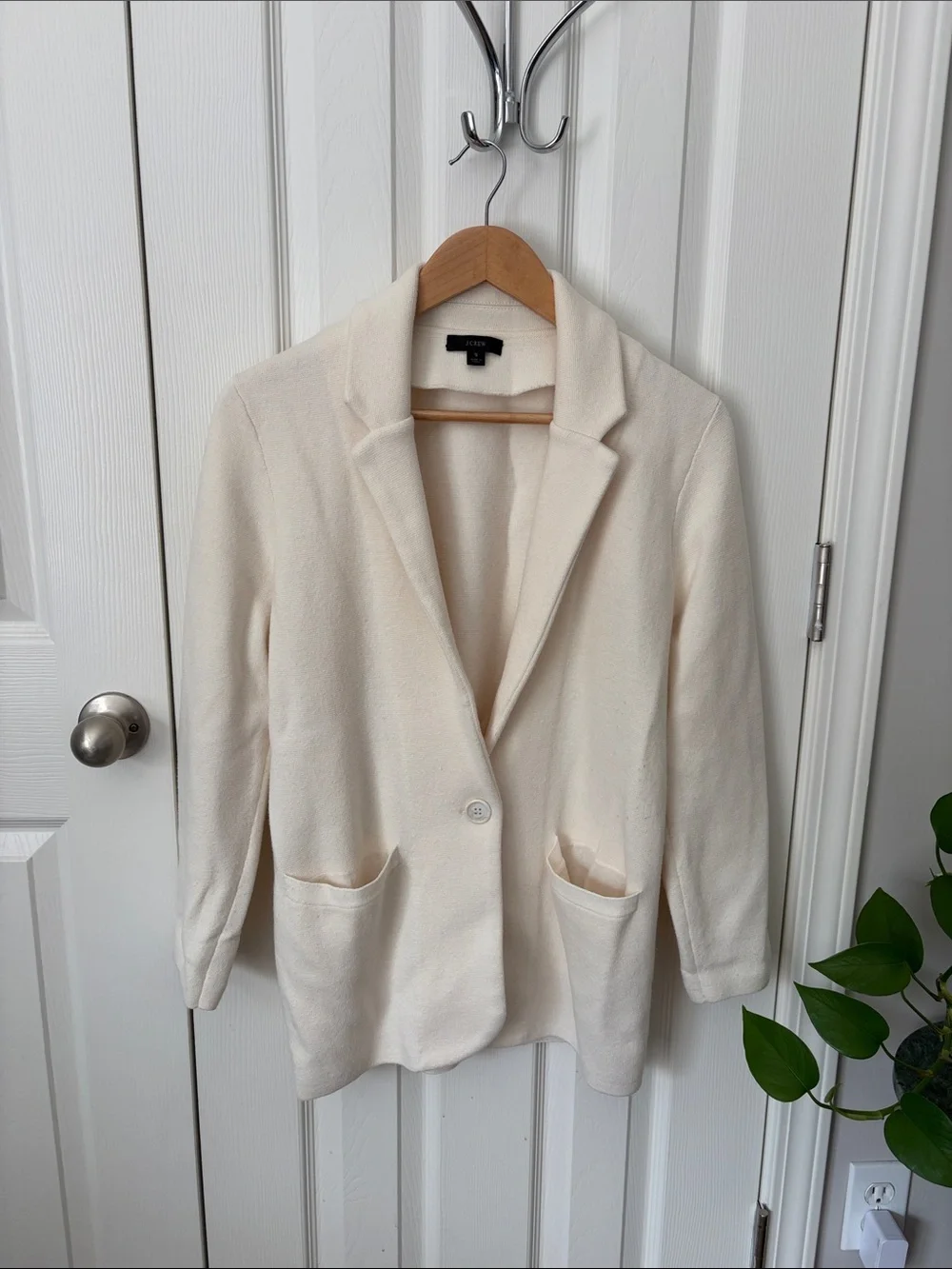 Women’s Cream Single-Button sweater blazer cardigan